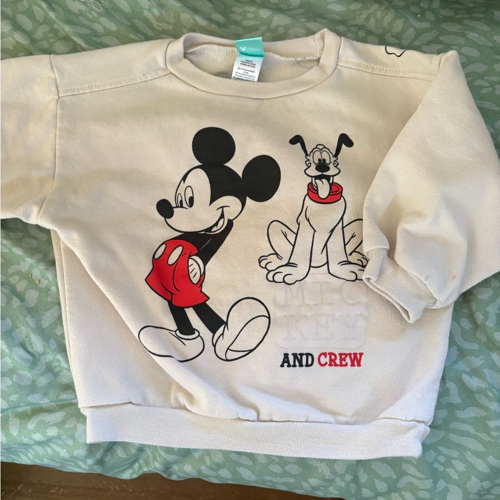 Disney Cream Mickey and Pluto Kids Sweatshirt